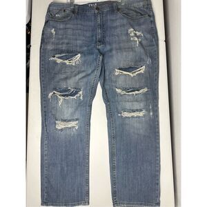 True Nation Men’s Athletic Fit Distressed Jeans Blue Size 44x 31